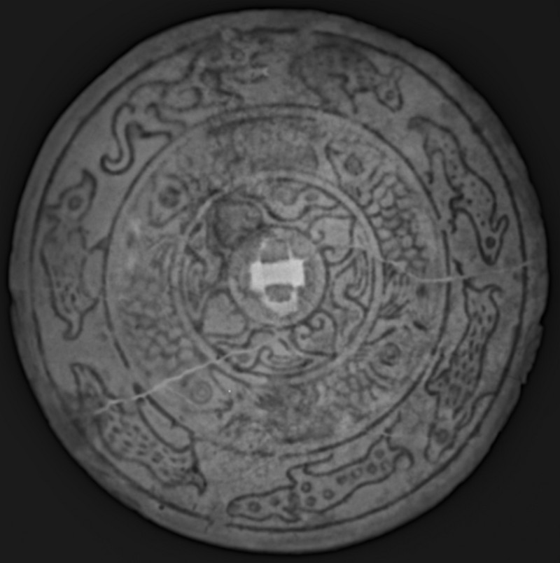 明 四鱼禽鸟瑞兽纹镜 - 图6