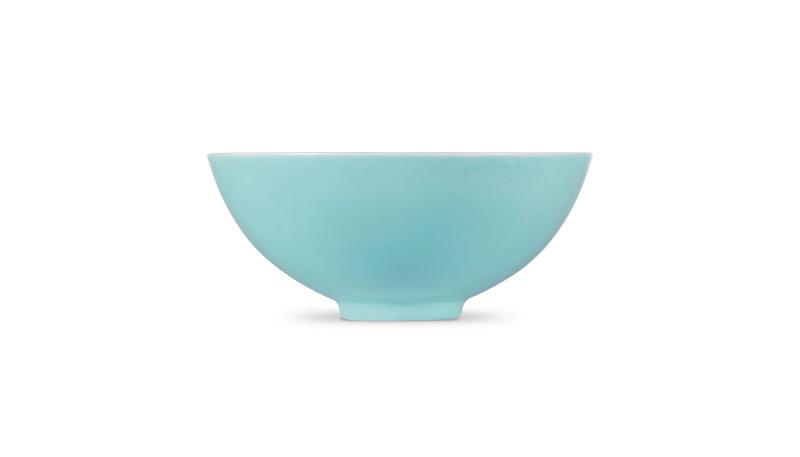 清雍正 松石绿釉茶圆 - 图2
