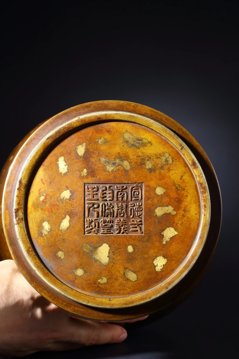 清乾隆铜洒金将军罐一对 - 图3