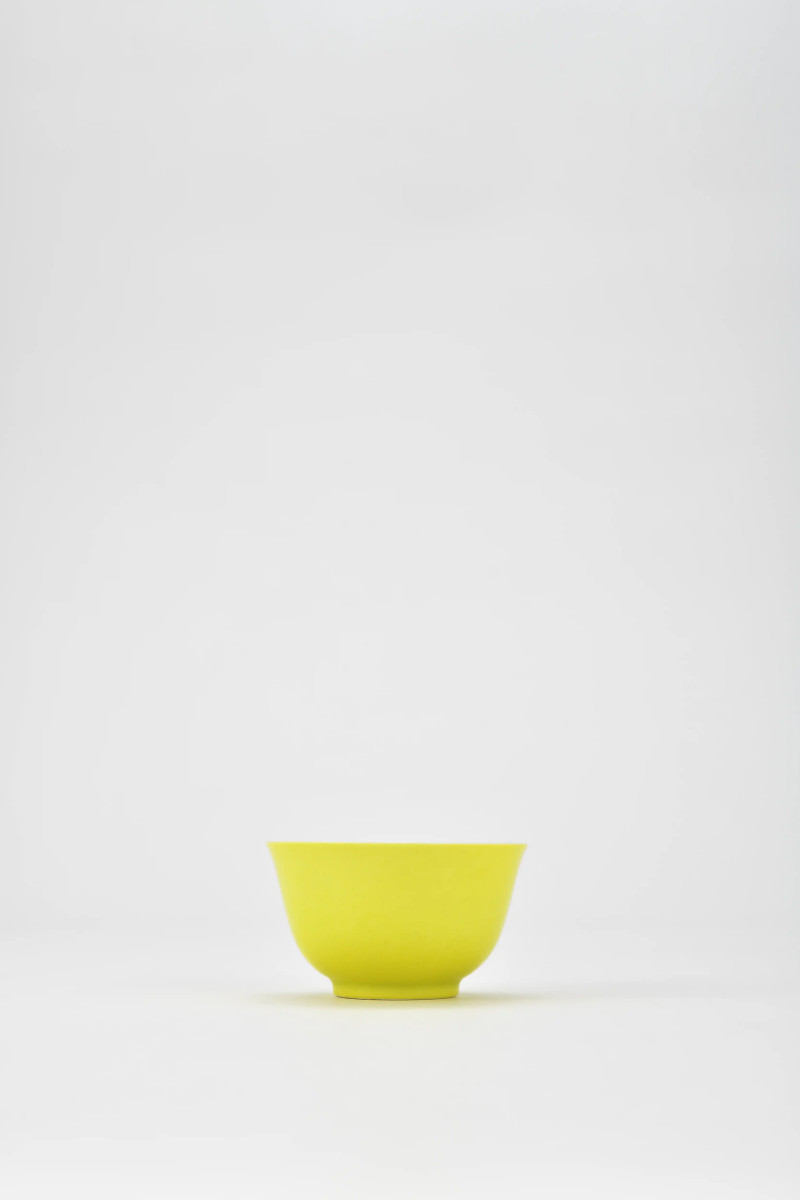 清雍正 柠檬黄釉茶圆 - 图2