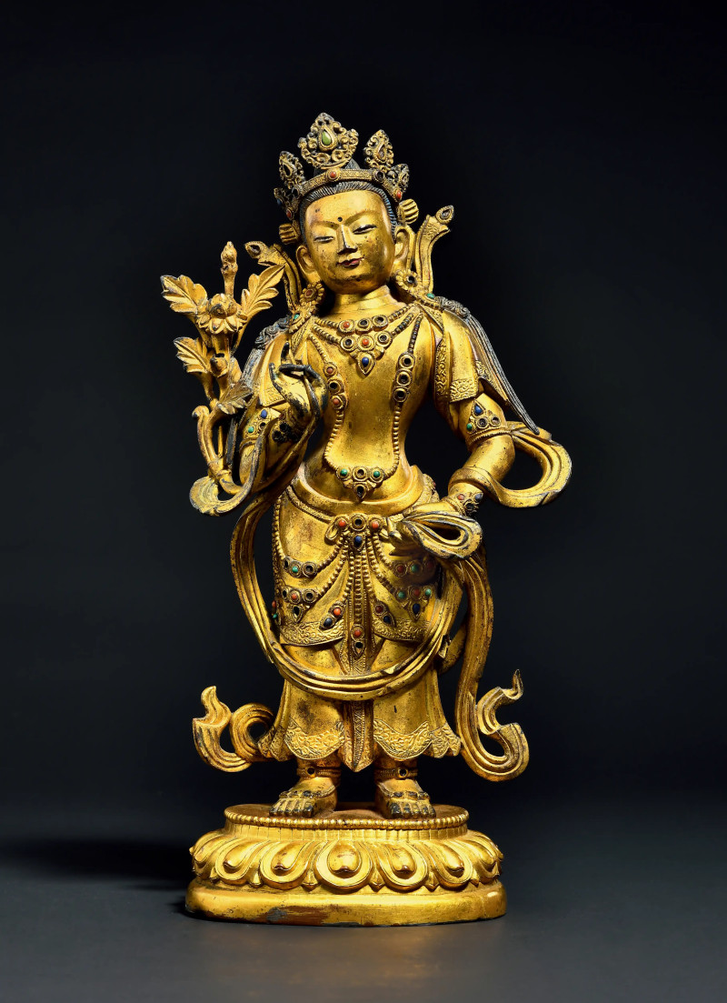 清康熙（1662-1722年）莲花手观音像