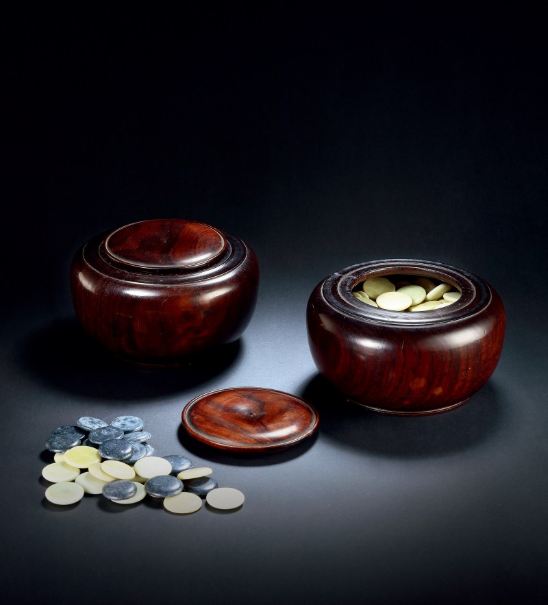 清早期黄花梨围棋盒一对