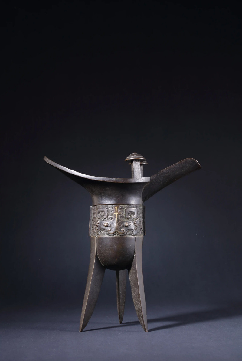 明铜错金银爵杯 - 图2