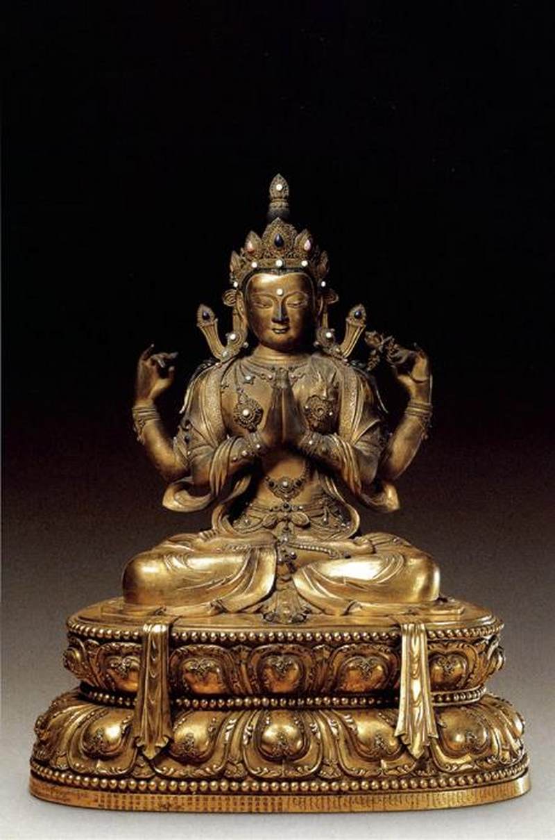 清康熙（1662-1722年）莲花手观音像 - 图3