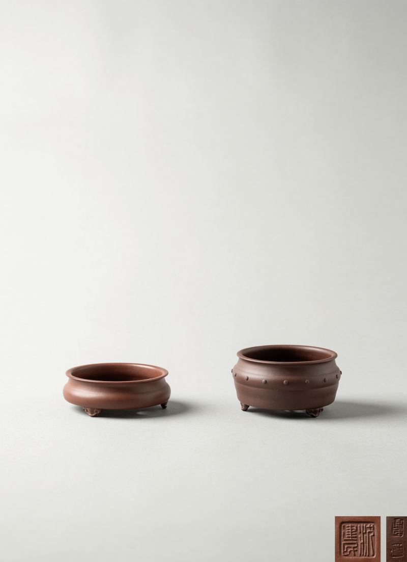 当代 沈建民 摹古二式紫砂花盆