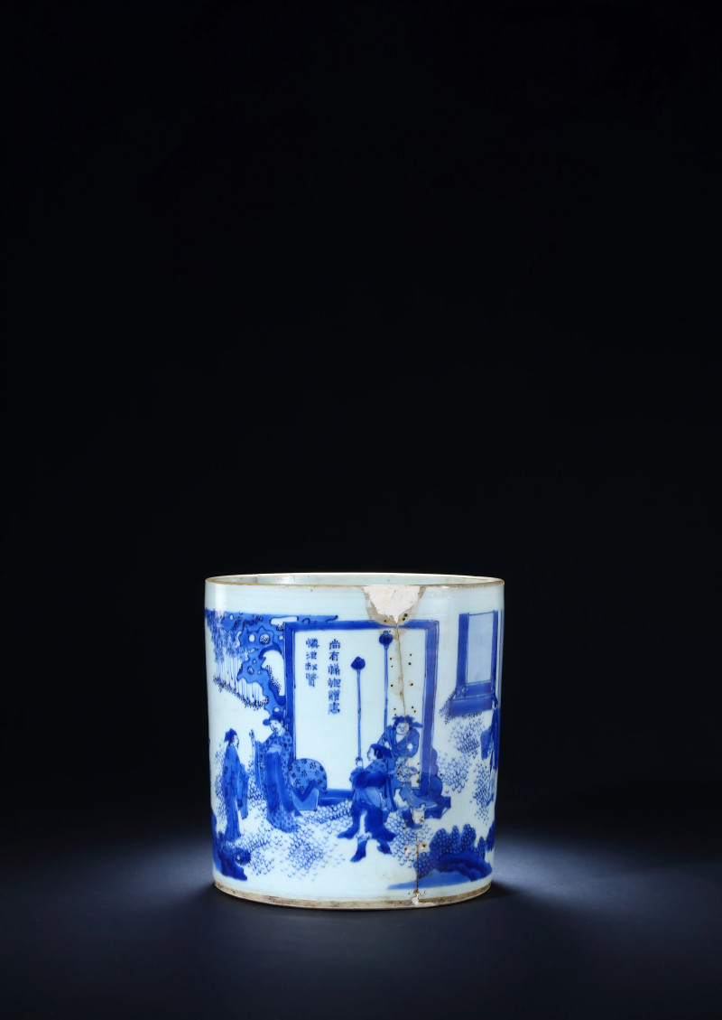 明崇祯青花人物故事大笔海 - 图2