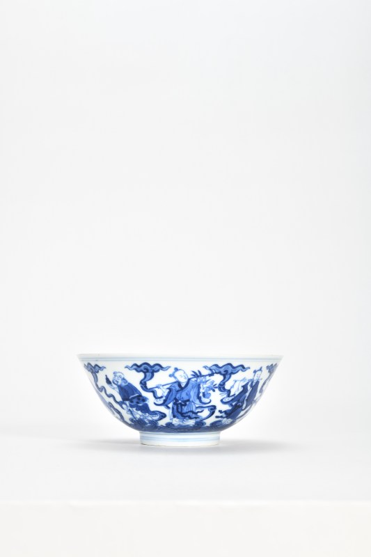清道光 青花八仙人物图碗 - 图2