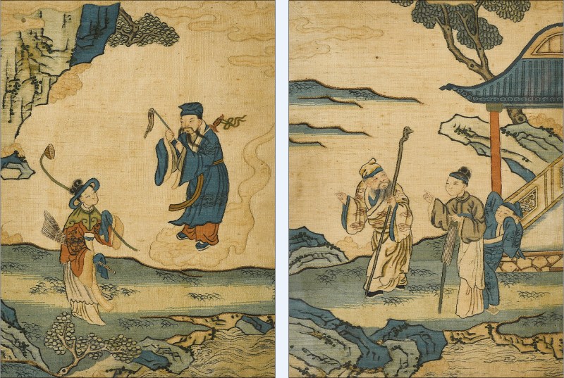 清缂丝挂屏一对
