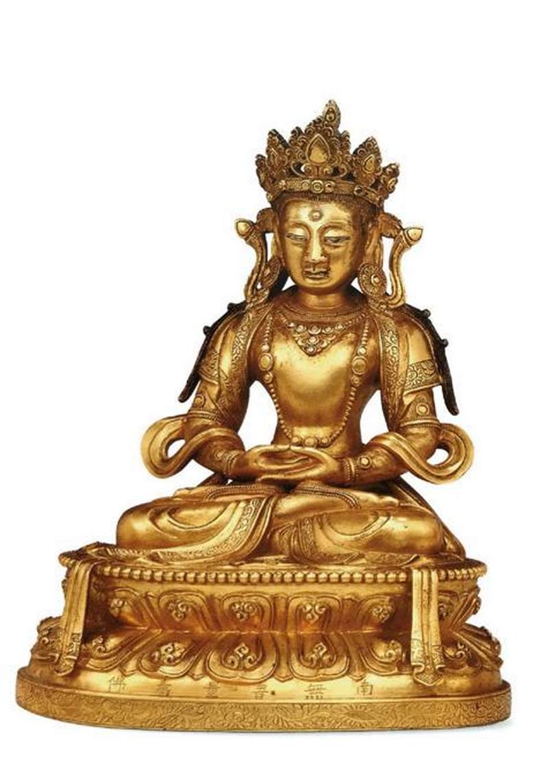 清康熙（1662-1722年）莲花手观音像 - 图5
