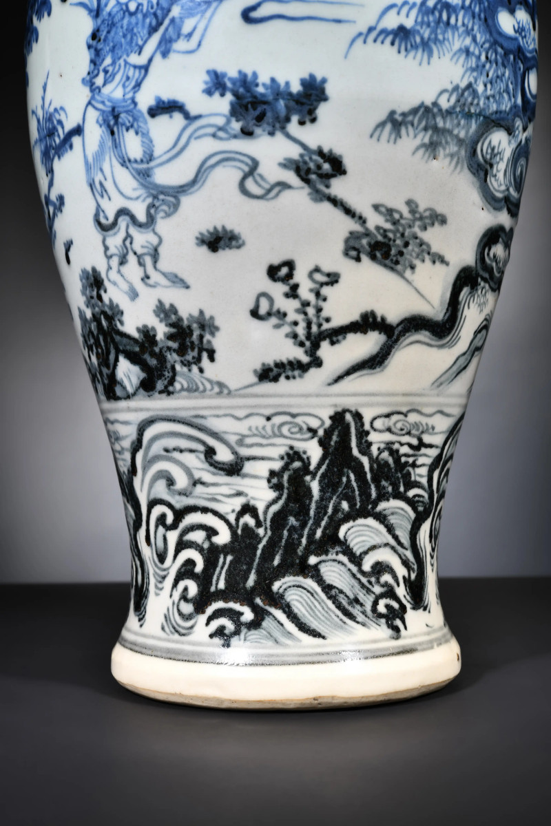 明天顺 青花药神人物梅瓶 - 图6