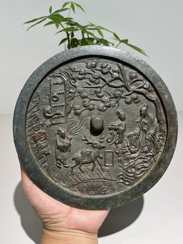 明 鹤鹿同春仙人故事纹镜 - 图2