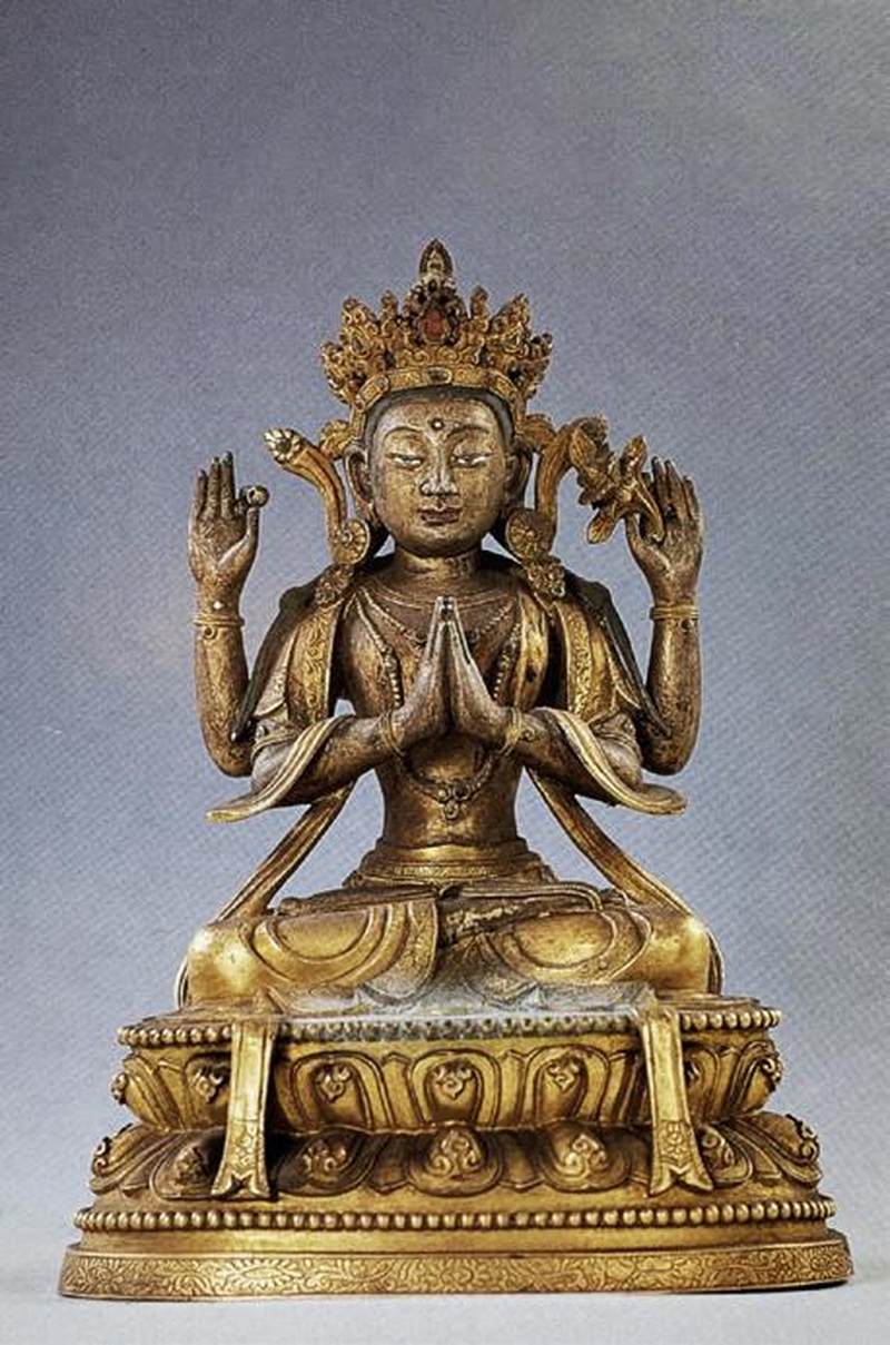 清康熙（1662-1722年）莲花手观音像 - 图6