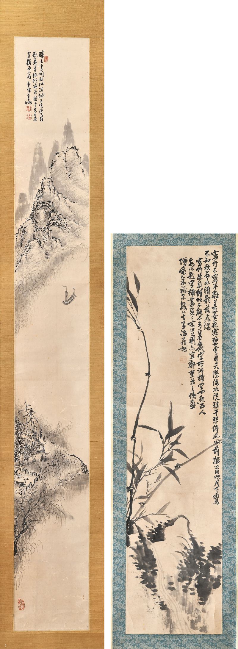 清 瞿子治、金士恒画两幅