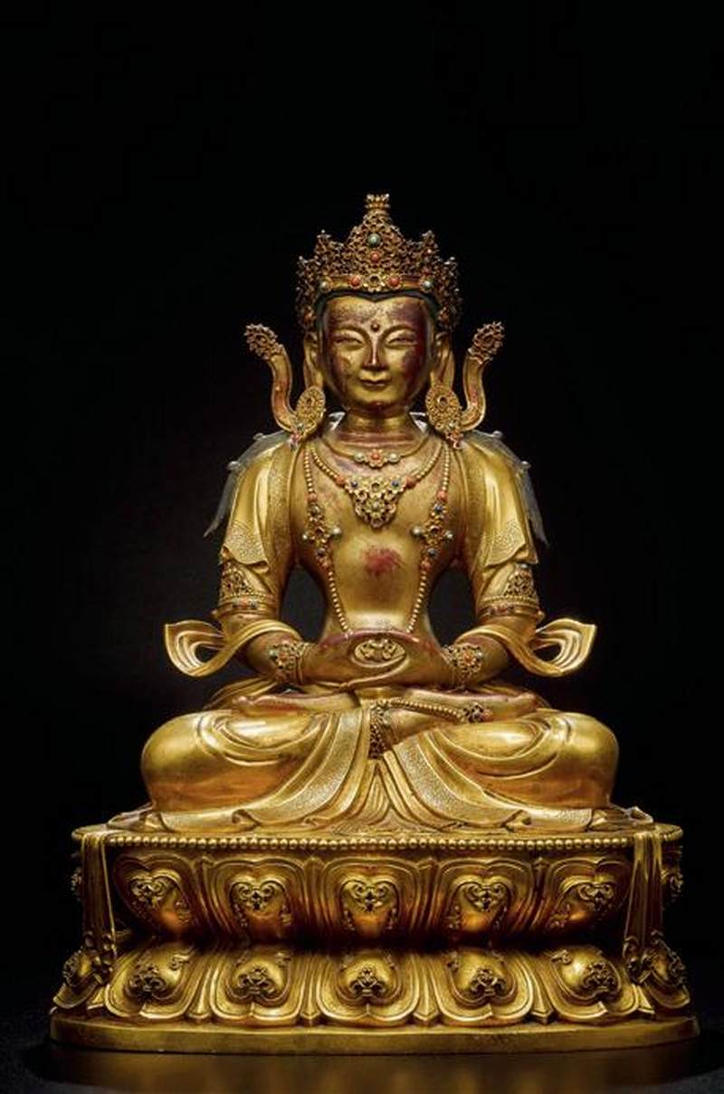 清康熙（1662-1722年）莲花手观音像 - 图7