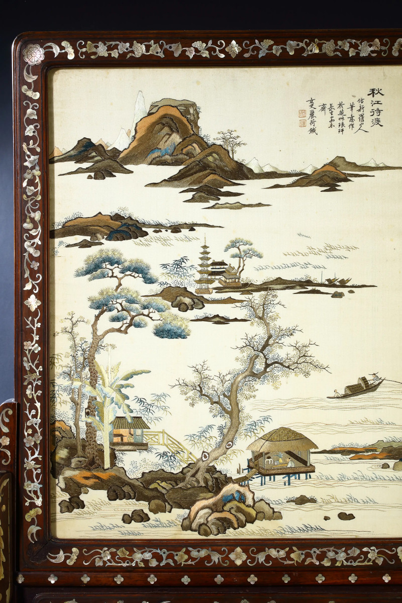 清粤绣山水插屏 - 图2