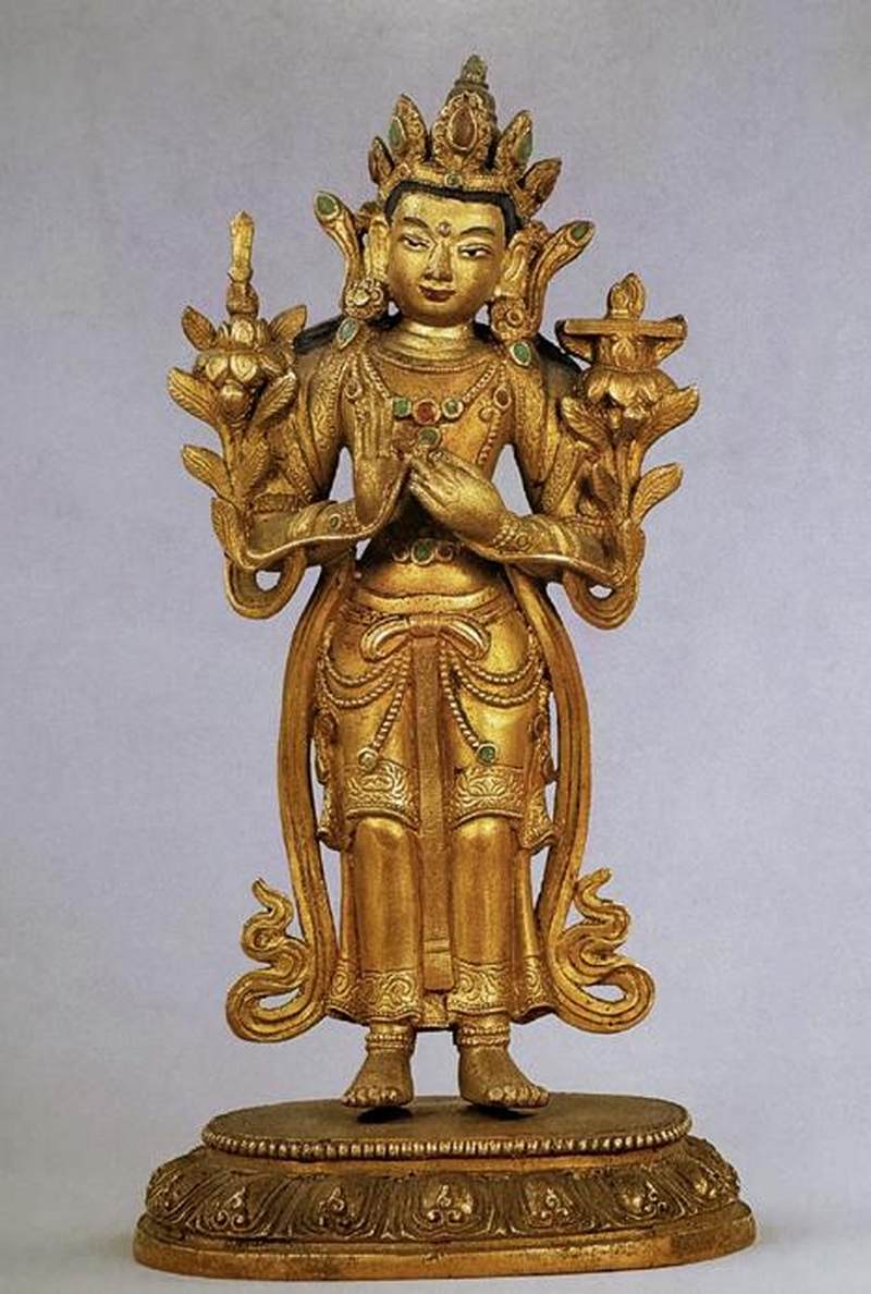 清康熙（1662-1722年）莲花手观音像 - 图8