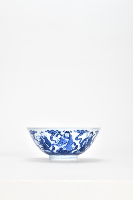 清道光 青花八仙人物图碗 - 图3