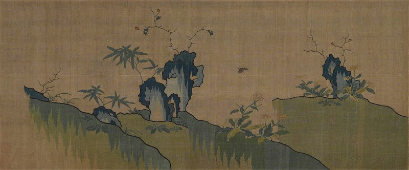 明或更早缂丝长春图并米芾行书七言诗卷 - 图4