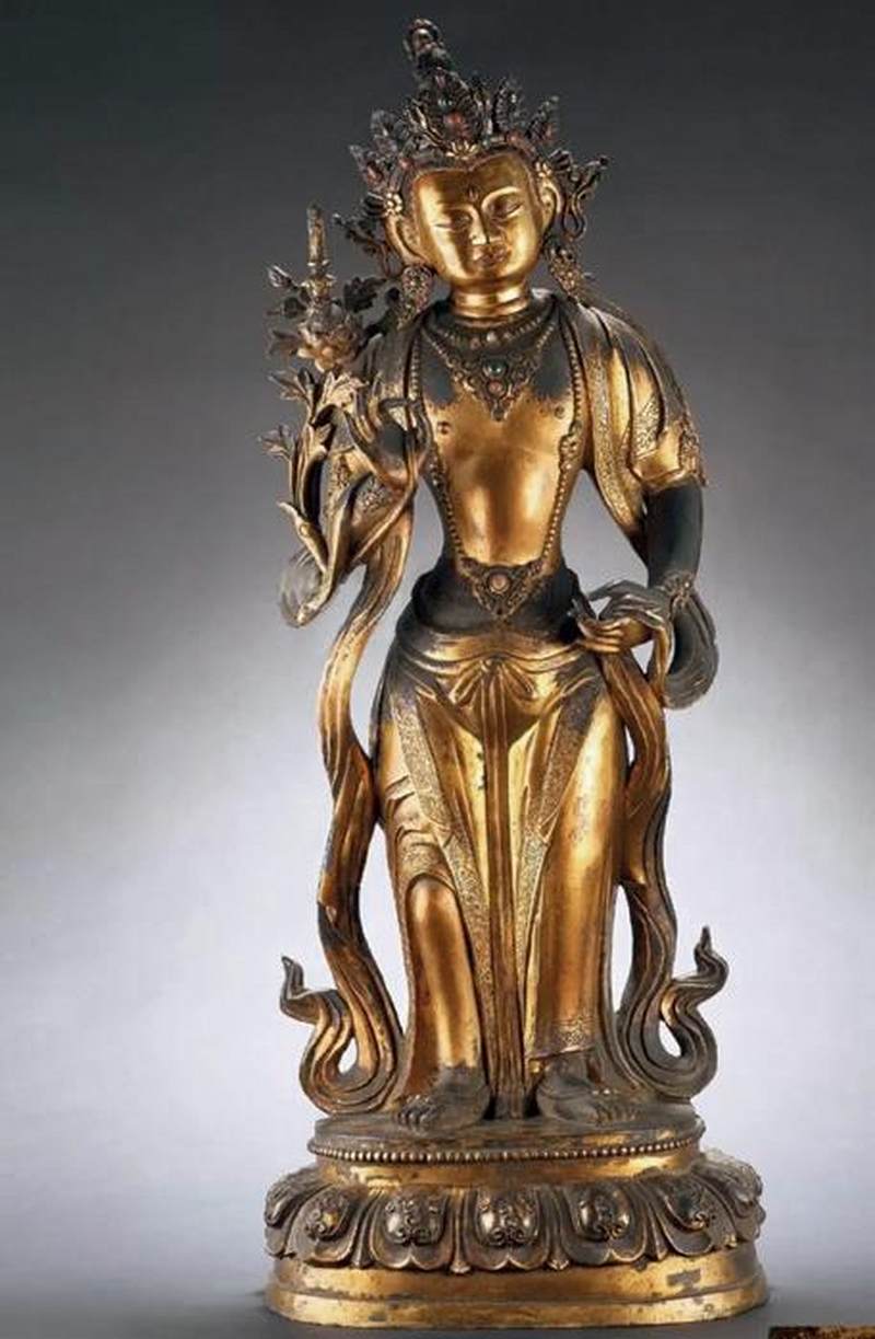 清康熙（1662-1722年）莲花手观音像 - 图9