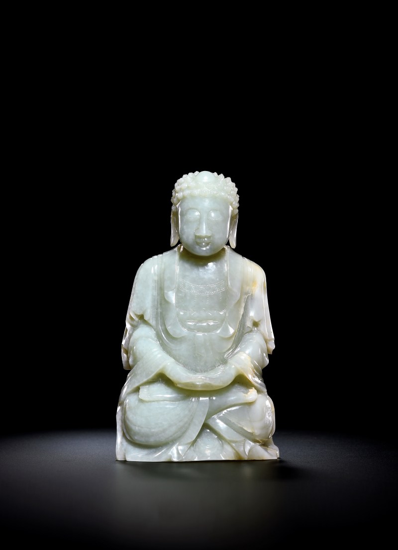 明 青白玉释迦牟尼佛