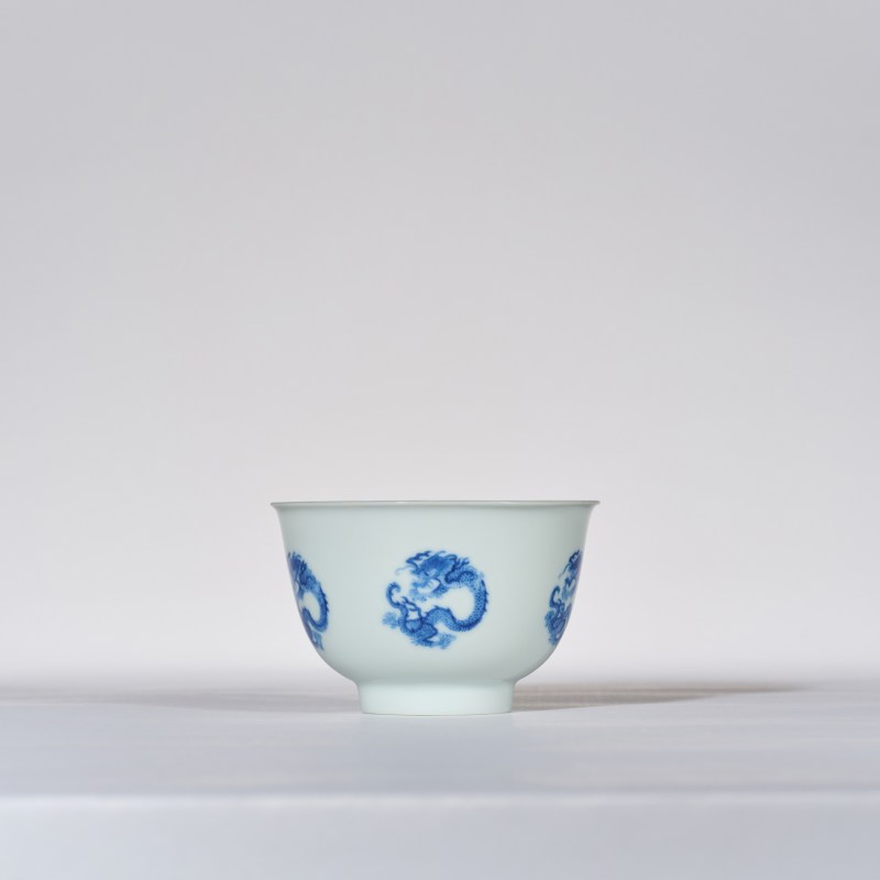 清康熙 青花团龙纹茶圆 - 图6