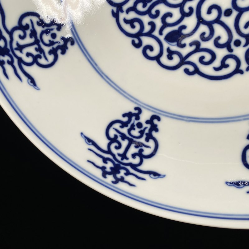 清宣统 青花寿字纹盘 - 图4