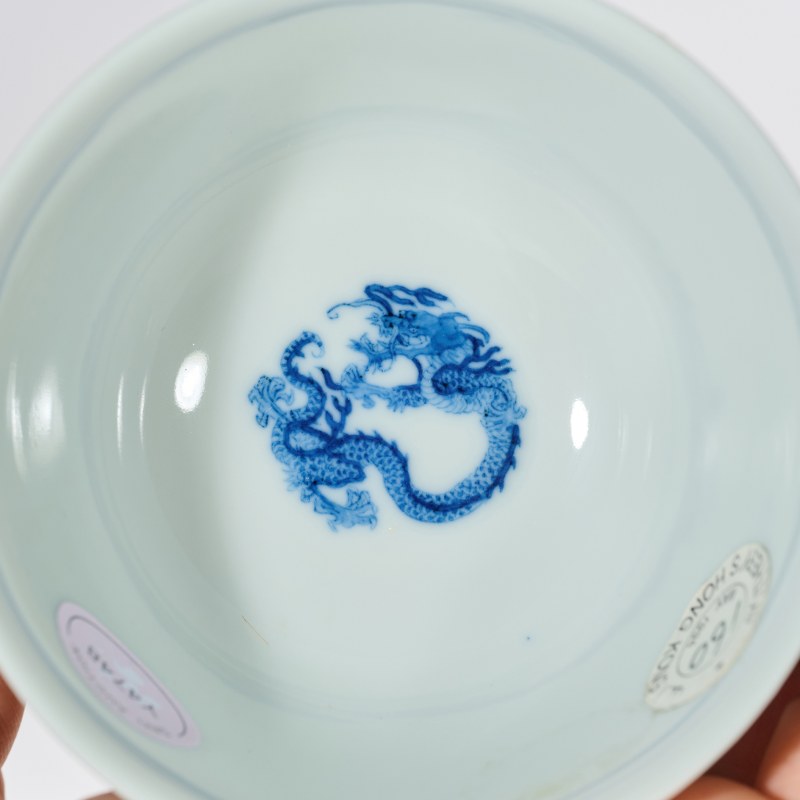 清康熙 青花团龙纹茶圆 - 图7