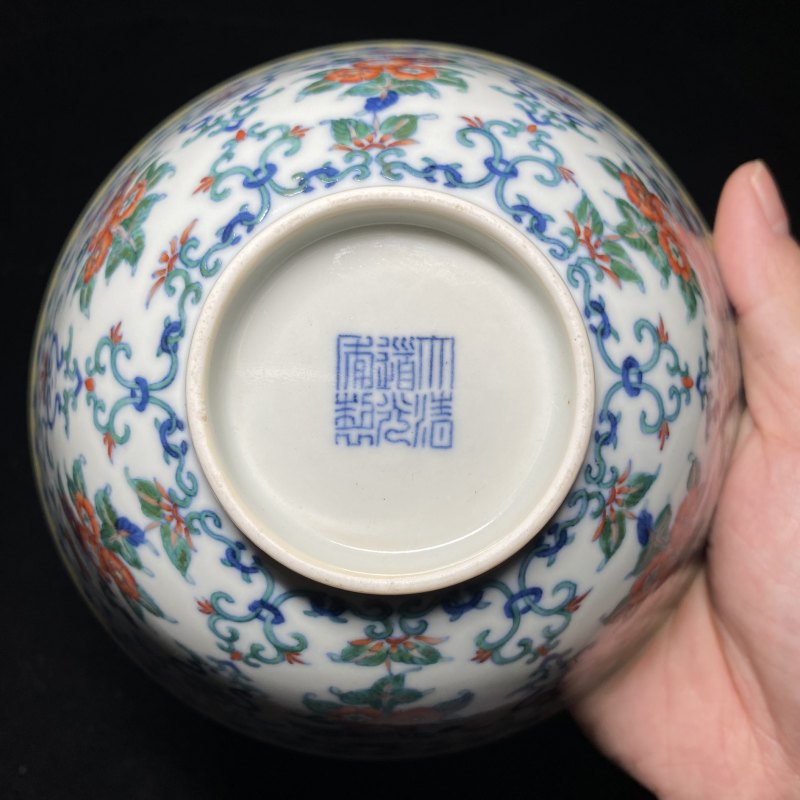 清道光 斗彩簇菊纹碗（一对） - 图19