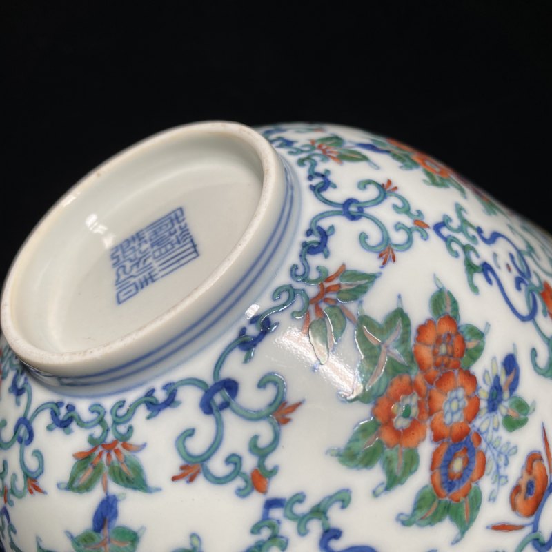 清道光 斗彩簇菊纹碗（一对） - 图20