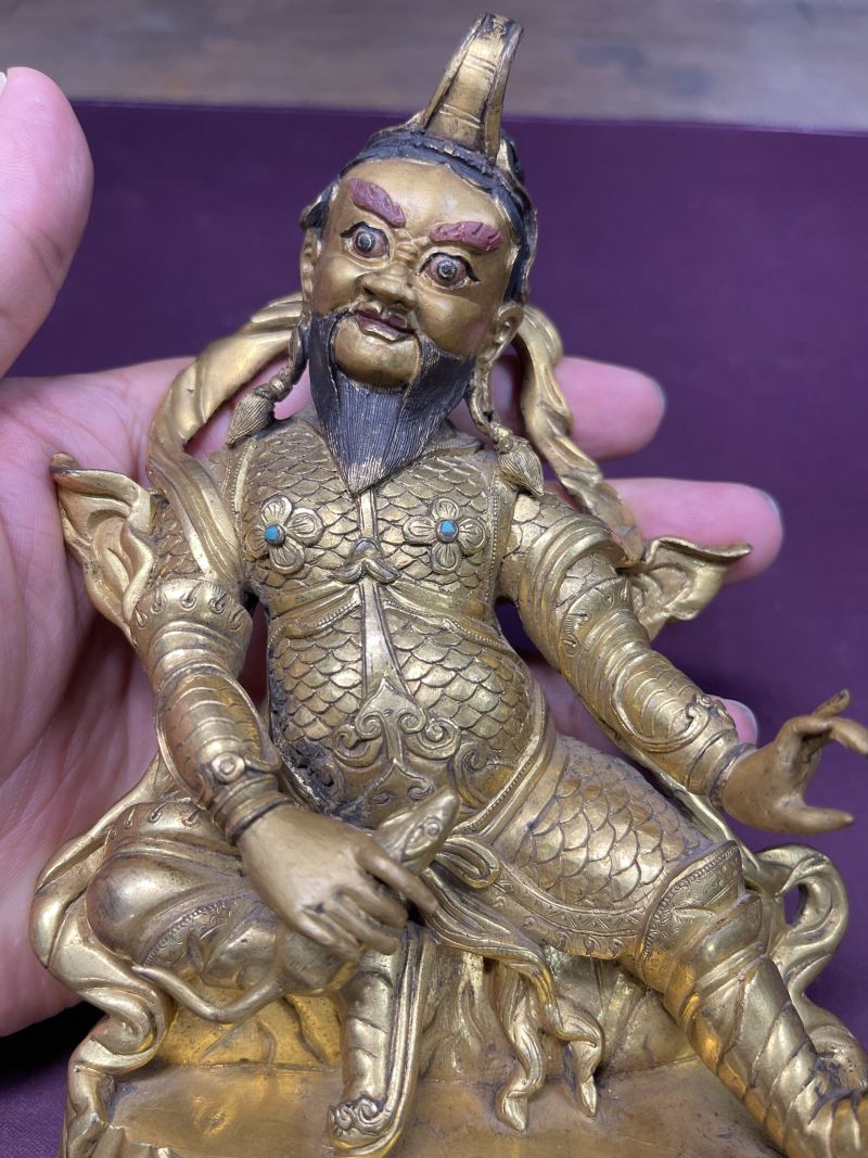 十八世纪 铜鎏金多闻天王像 - 图3