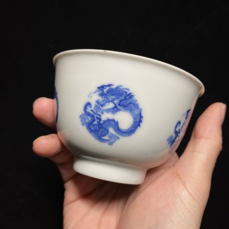 清康熙 青花团龙纹茶圆 - 图13
