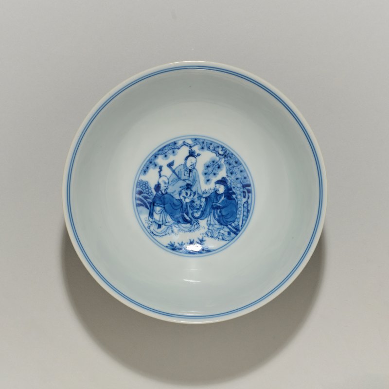 清乾隆 青花八仙人物纹碗（一对） - 图10