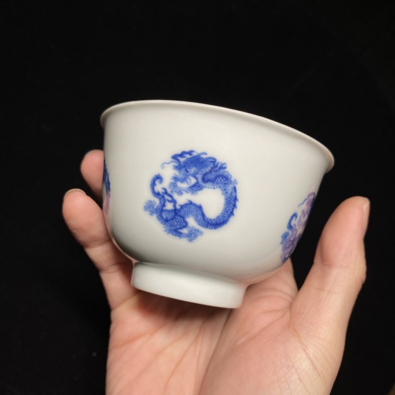 清康熙 青花团龙纹茶圆 - 图14