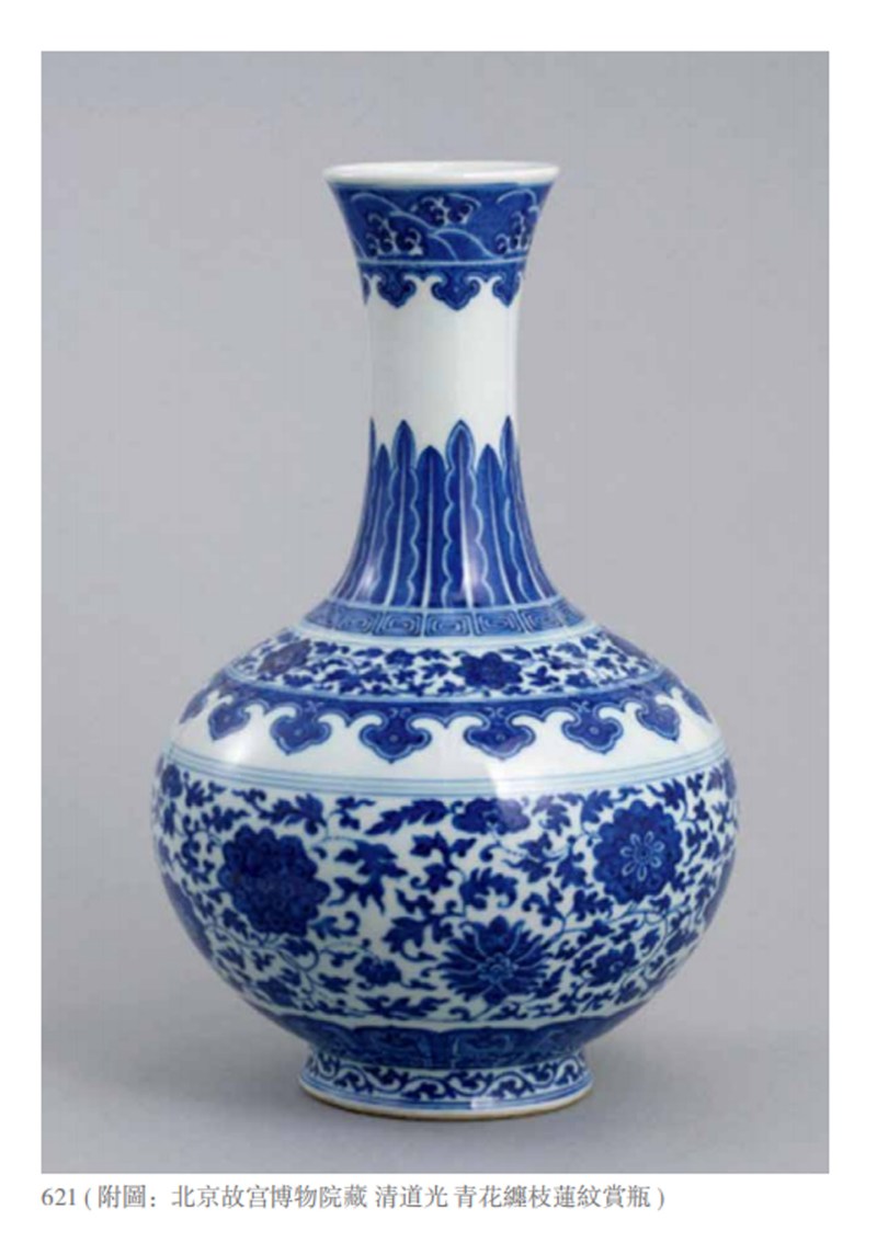 清道光 青花缠枝莲纹玉堂春瓶 - 图3