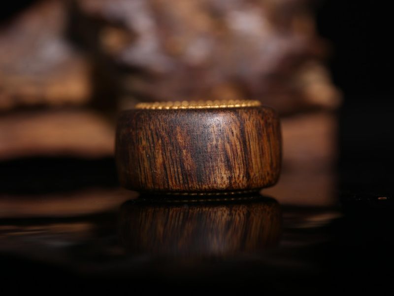 越南芽庄野生油结观徼树心黄棋楠-18k指环 - 图4