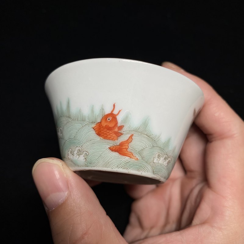 清道光 粉彩金玉满堂纹杯（一对） - 图10