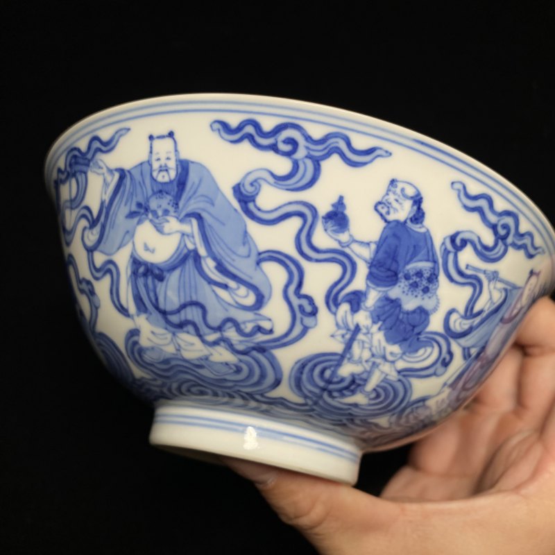 清乾隆 青花八仙人物纹碗（一对） - 图17