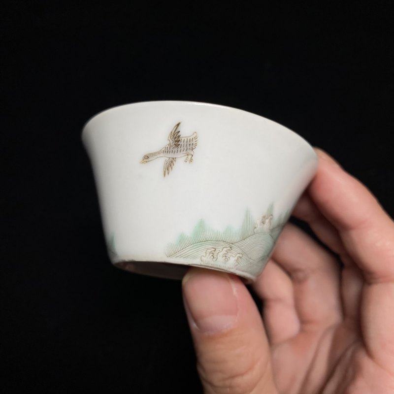 清道光 粉彩金玉满堂纹杯（一对） - 图12