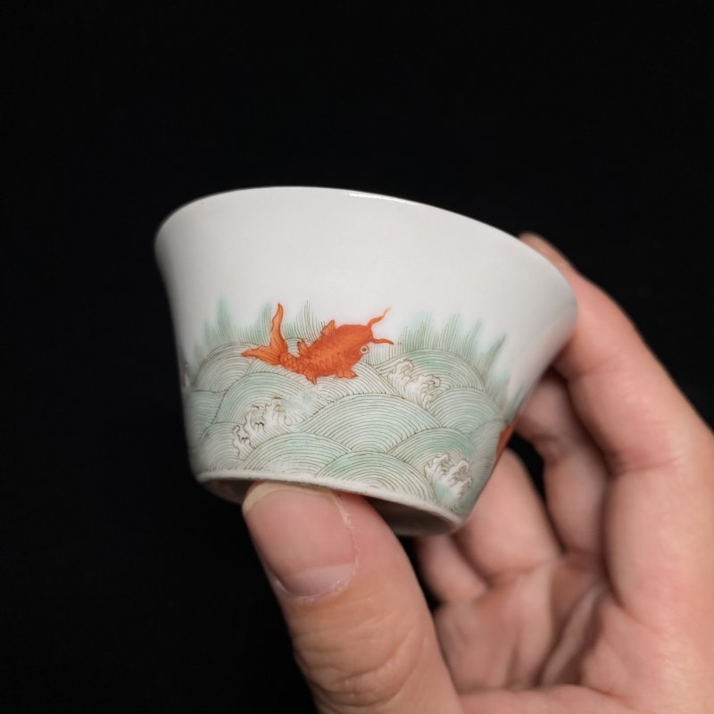 清道光 粉彩金玉满堂纹杯（一对） - 图13