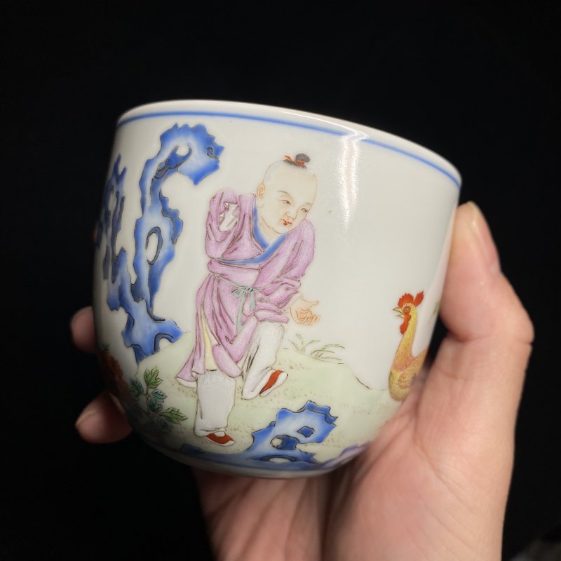 清乾隆 粉彩鸡缸杯 - 图10