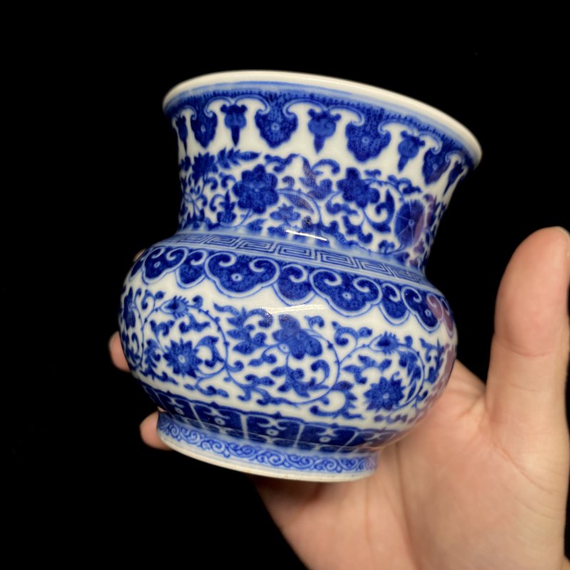 清道光 青花缠枝莲纹渣斗 - 图8