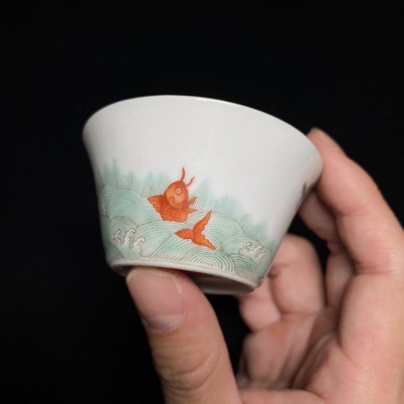 清道光 粉彩金玉满堂纹杯（一对） - 图17