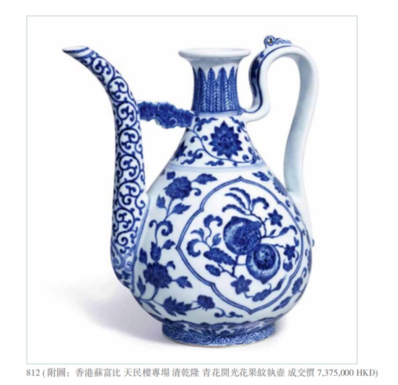 清乾隆 青花折枝花果纹执壶 - 图3