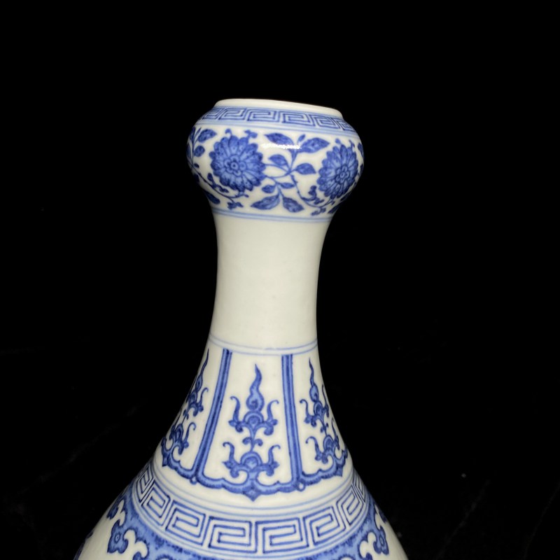 清道光 青花折枝花果纹蒜头瓶 - 图10