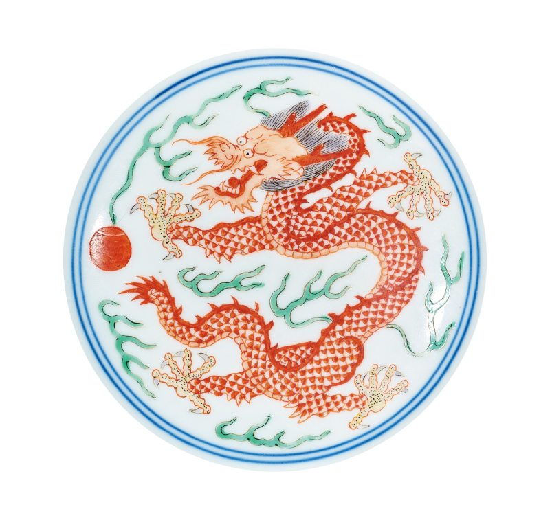 清道光 五彩龙凤纹碗 - 图2