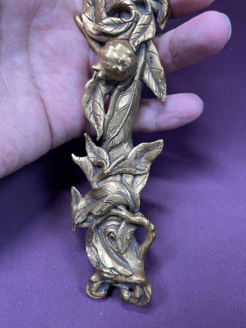 清 铜鎏金嵌玛瑙石榴纹如意 - 图7