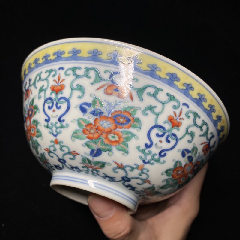 清道光 斗彩簇菊纹碗（一对） - 图9