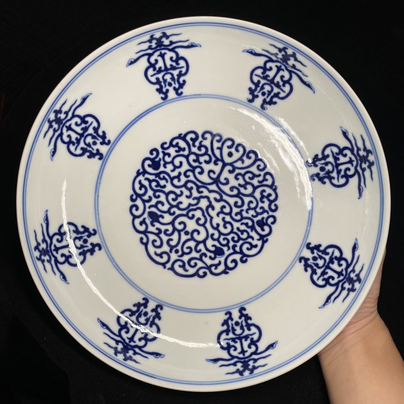 清宣统 青花寿字纹盘 - 图3