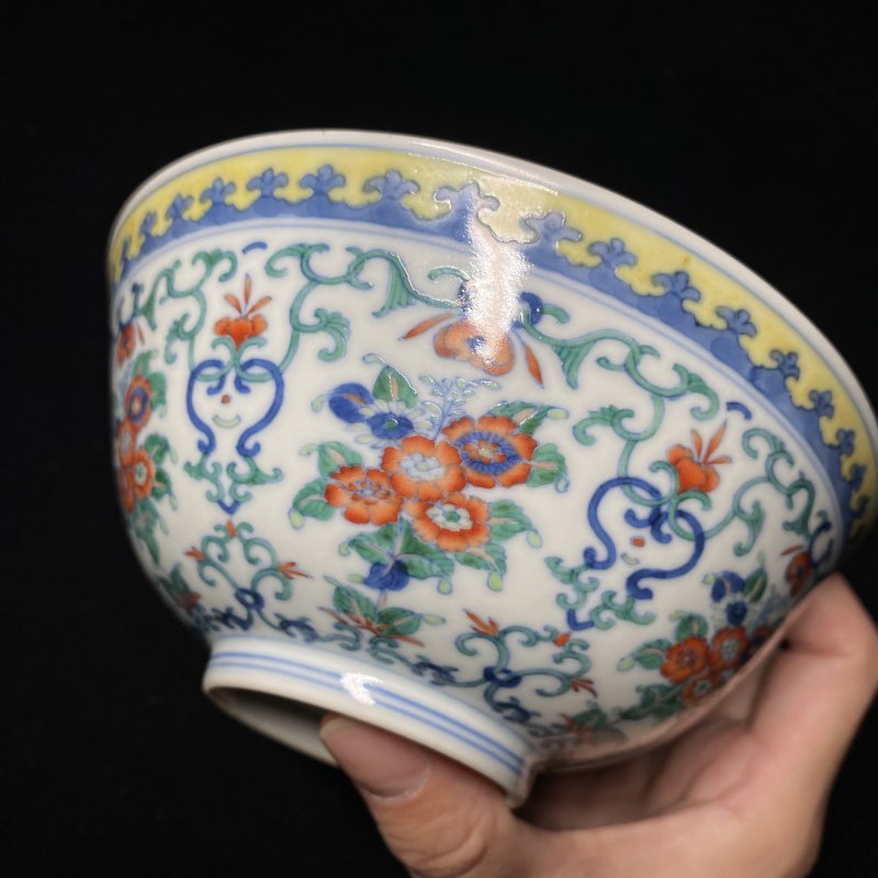 清道光 斗彩簇菊纹碗（一对） - 图10