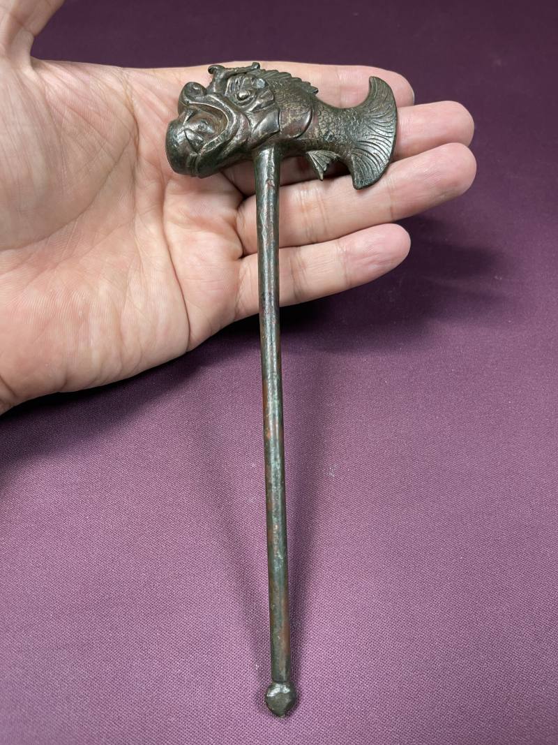 明 铜摩羯鱼首法器 - 图4